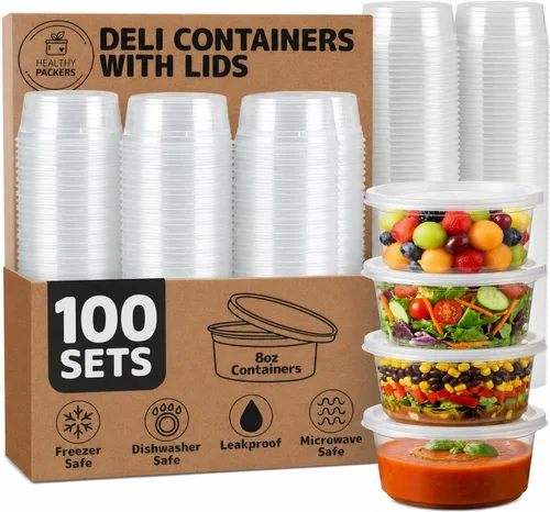 Vista 11 de Healthy Packers Contenedores de almacenamiento de alimentos con tapas herméticas, tarros de plástico transparente para almacenamiento de alimentos