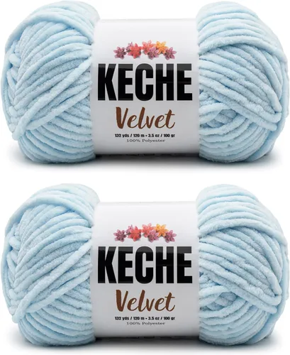 Vista 46 de Keche Hilo para ganchillo, hilo de terciopelo, chenilla suave, manta de bebé voluminosa amigurumi Yarn 3.53 oz (132 yardas) - Arona