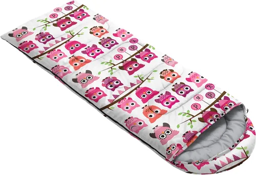Vista 9 de AILONEN Saco de dormir de campamento de dibujos animados para niños y niñas, adultos, ligero e impermeable, 3 estaciones, clima cálido y frío