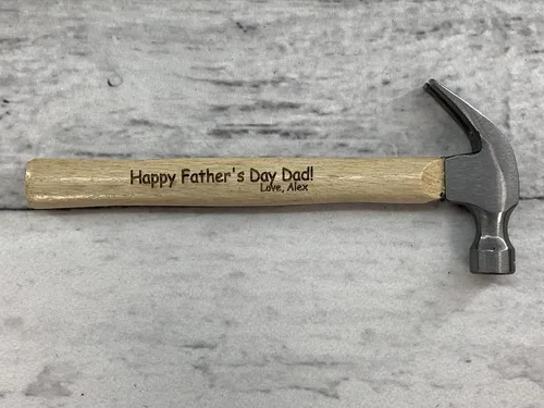 Vista 3 de Martillo grabado personalizado del día del padre, regalo de encargo de la manija de madera para papá