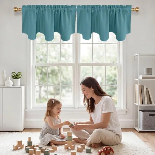 Vista 10 de NICETOWN Cenefa opaca para dormitorio festoneada con bolsillo para barra de 52 x 18 pulgadas, cortina de ventana para habitación de niñas/guardería