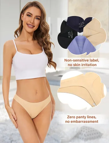 Vista 8 de Sunm Boutique Tangas sin costuras para mujer, tangas invisibles, de nailon, elásticas, ropa