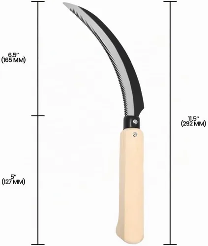 Vista 6 de Zenport K202 - Cuchillo de cosecha de lavanda para hoz/bayas, mango de madera con muescas, hoja dentada curvada de 6.5 pulgadas