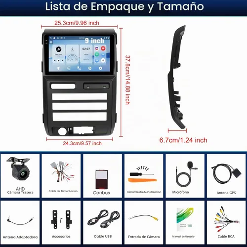 Vista 9 de Android 15 4G+128G Estéreo de coche para Ford F150 2009 2010 2011 2012 con Carplay inalámbrico Android Auto, 9 "Incell pantalla táctil principal