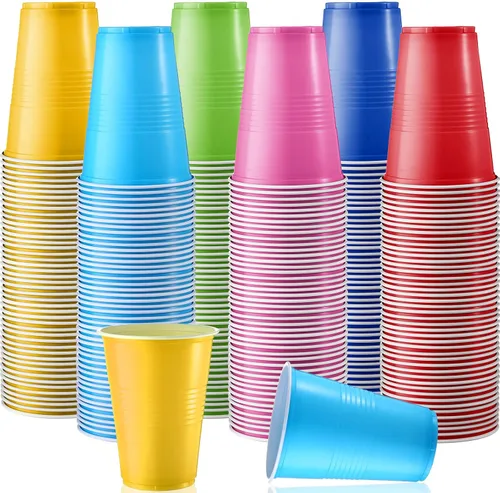 Vista 8 de 144 vasos de plástico desechables – Vasos de fiesta de 16 onzas, vasos de degustación y chupito (azul oscuro)