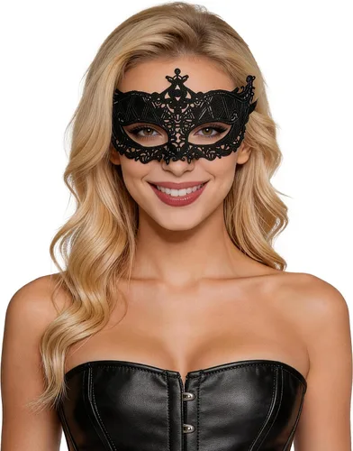 Vista 22 de Bonnie Z. Leonardo Máscaras de mascarada para mujer A-gato negro