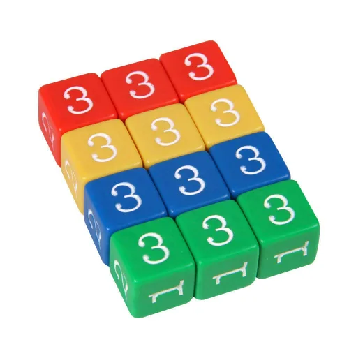 Vista 2 de hand2mind Dados de plástico con números de color de 3/4 pulgadas (juego de 12)