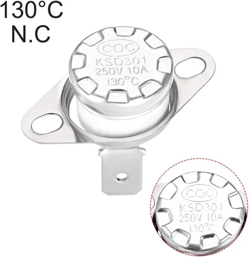 Vista 4 de uxcell KSD301 Termostato 266.0 °F/266°F 10A Normalmente Cerrado N.C Ajuste Snap Disc Interruptor de temperatura para microondas, horno, cafetera 2