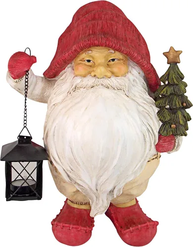 Vista 3 de Design Toscano Iluminando el camino de Papá Noel Whitey la estatua de gnomo navideño