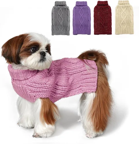 Vista 10 de kyeese Suéteres para Perros Pequeños con Hilo Dorado Cuello de Tortuga Tejido de Punto para Perro