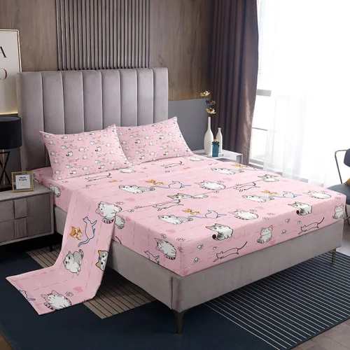 Vista 12 de Erosebridal Lindas sábanas de gato Kawaii fresa tamaño individual para niñas, diseño de arcoíris de dibujos animados, juegos de sábanas y fundas
