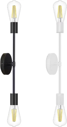 Vista 3 de Lámpara de pared industrial retro con 2 luces para espejo de tocador, apliques dobles para cocina, sala de estar, dormitorio, E27 Lampara Pared