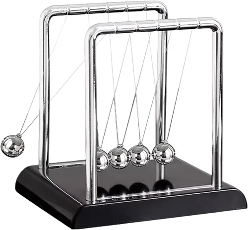 Vista 9 de Cuna de Newton Bolas de Equilibrio, Bolas de Péndulo con Base Negra, Péndulo Cuna de Newton, Decoración de Escritorio para Hombres, Juguetes
