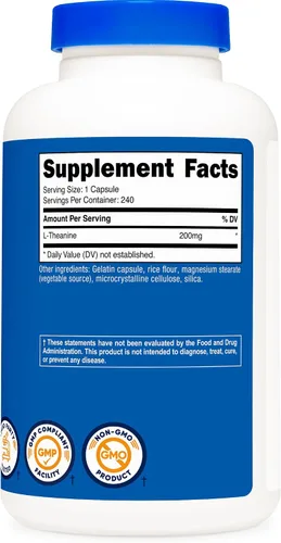Vista 5 de Nutricost L-Teanina 200 mg, 240 Cápsulas - Doble Fuerza