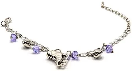 Vista 2 de Brilliance & Melrose Joyas de patinaje sobre hielo - Pulsera con dijes de lila