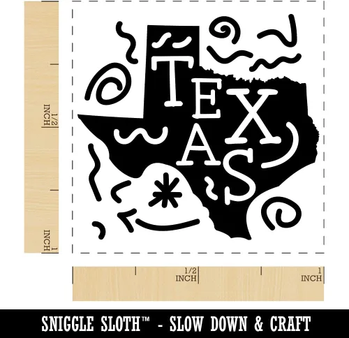 Vista 2 de Texas State - Sello de tinta autoentintado con remolinos de texto, 1 pulgada pequeña, tinta negra
