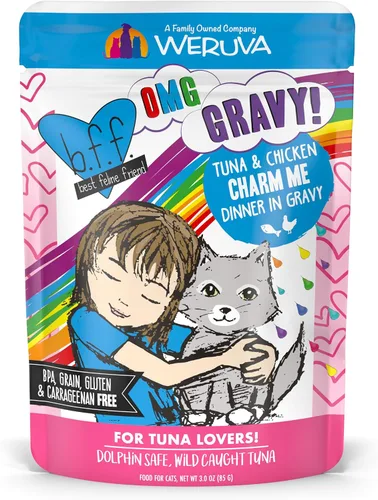Vista 10 de Weruva B.F.F. OMG - Best Feline Friend Oh My Gravy!, Booya! - Alimento para gatos con carne de res y pollo en salsa, bolsa de 2.8 onzas