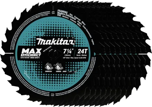 Vista 8 de Makita B-61656 7-1/4" 24T - Hoja de sierra circular de máxima eficiencia con punta de carburo, encuadre
