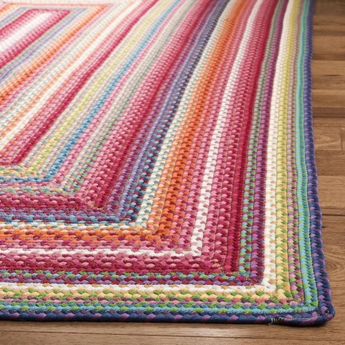 Vista 4 de SAFAVIEH Alfombra lavable para exteriores, colección trenzada de 2.3 x 8 pies, multicolor, hecha a mano y reversible, no desprende pelusa y fácil