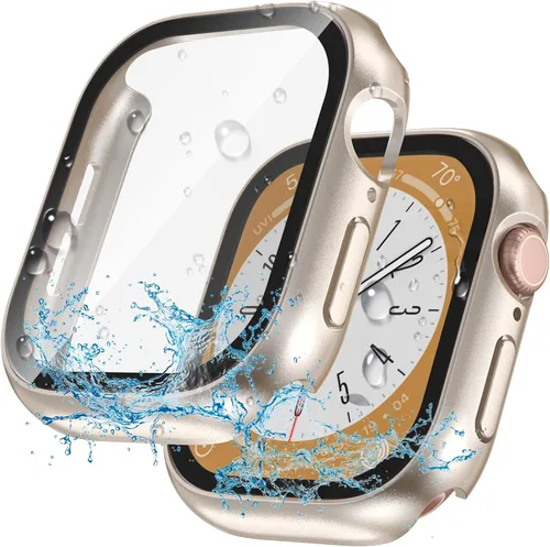 Vista 19 de YIJDACASE - Juego de 2 estuches impermeables para protector de pantalla de Apple Watch Series 10 Series 11 (2025) 46mm con vidrio templado