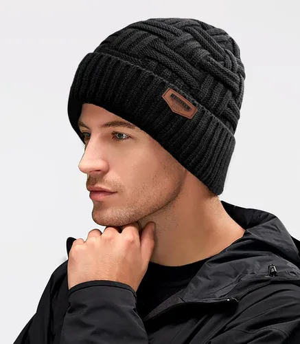 Vista 37 de Loritta Gorro de invierno cálido de punto grueso y holgado para hombre