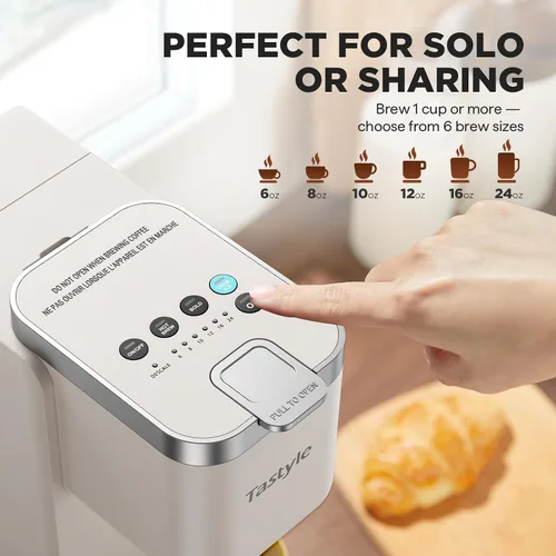 Vista 5 de Tastyle Cafetera de Una Sola Porción, Máquina de Café Helado y Caliente para Cápsulas K y Café Molido, Diseño Compacto, Depósito de Agua Extraíble