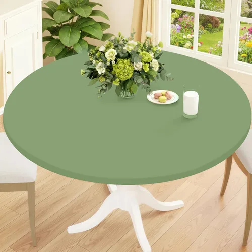 Vista 13 de Smiry Mantel Redondo de Spandex, Manteles Elásticos Ajustados Lavables para Mesas de 18"-24", Cubierta de Mesa de Pícnic Elástica Impermeable