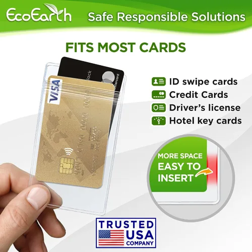 Vista 5 de EcoEarth - Soporte para tarjetas de identificación con borde suave - Nivel premium sellable de 2.25 x 3.5 pulgadas, paquete de 10 - Protector
