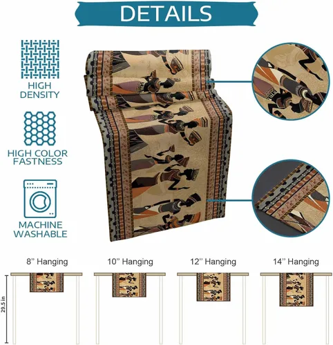 Vista 7 de Camino de mesa de mujer africana y manteles individuales para mesa de comedor, camino de mesa de tribu étnica de arte americano de 90 pulgadas