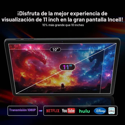 Vista 7 de Tablet Tablet Android 15 de 11 pulgadas, 16 GB de RAM, 128 GB ROM 1 TB Expand, 4G LTE y 5G WiFi, Octa-Core, cámara de 21 MP, 8000 mAh, GPS, tabletas