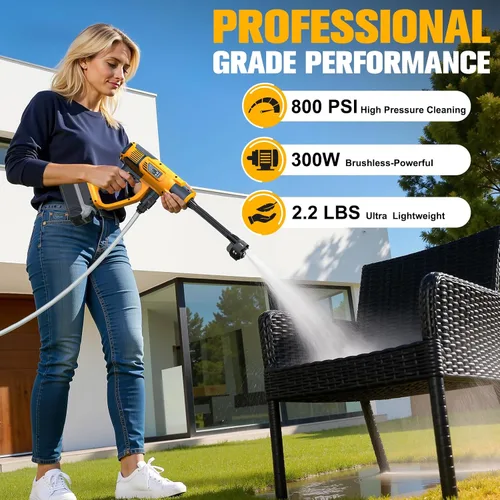 Vista 3 de DIYtoolifz Herramienta de limpieza compatible con batería DeWalt de 20 V, 2.2 libras, con manguera de 16.4 pies y boquilla 6 en 1 + accesorio