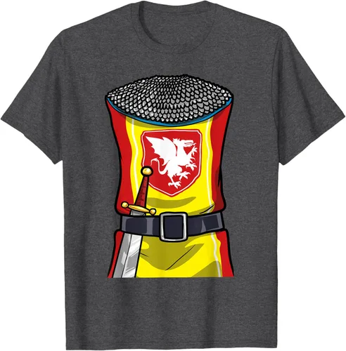 Vista 31 de Disfraz medieval de caballero de Halloween, camiseta para niños con espada de armadura, Negro, S