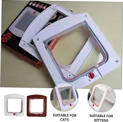 Vista 7 de HEMOTON 2 puertas controlables con solapa para gatos para un fácil acceso, portal para gatos, duradera, fácil de instalar, puerta para mascotas