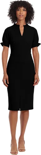 Vista 2 de Maggy London Vestido elegante de mujer con cuello de muesca y vestido de oficina