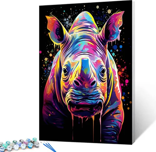 Vista 8 de Tucocoo Kit de pintura por números de lobo colorido, lienzo de 16 x 20 pulgadas, pintura al óleo digital para adultos con pinceles y pigmento Obras