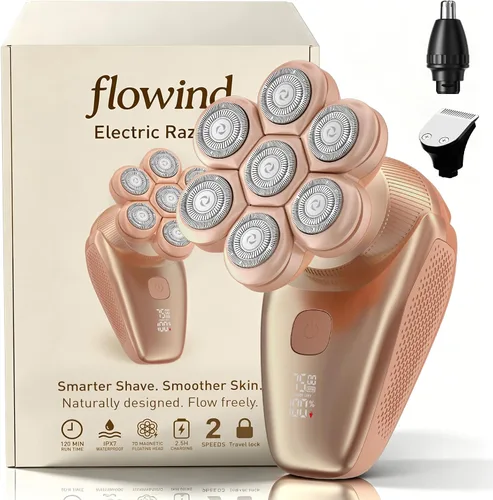 Vista 8 de Afeitadora de peluquería 3 en 1 para hombres, afeitadora de cabeza calva y recortadora de barba, afeitadoras eléctricas para hombre húmedo/seco IPX7