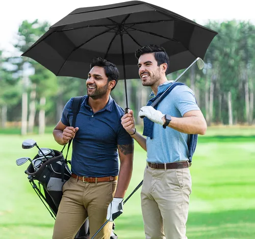 Vista 6 de Lejorain Paraguas de golf grande y compacto – Paraguas de golf plegable de gran tamaño con cierre de apertura automática de viaje, 210T