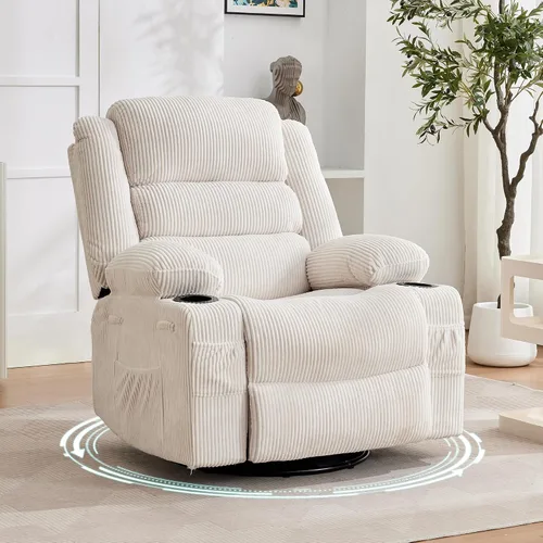 Vista 14 de Garvee Silla reclinable mecedora para adultos amplia giratoria de 360° Marrón