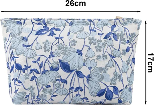 Vista 2 de Bolsas de cosméticos para mujer, bolsa de maquillaje estética grande, organizador de cuidado de la piel, bolsa de maquillaje floral, bolsas lindas