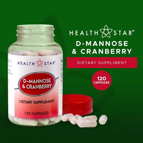 Vista 2 de D-manosa y arándano 1300 mg de Health Star Suplemento de salud del tracto urinario vegano y sin OMG Defensa UTI y apoyo de la vejiga