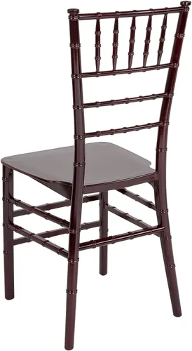 Vista 4 de Flash Furniture Silla Chiavari apilable de resina de caoba serie HERCULES
