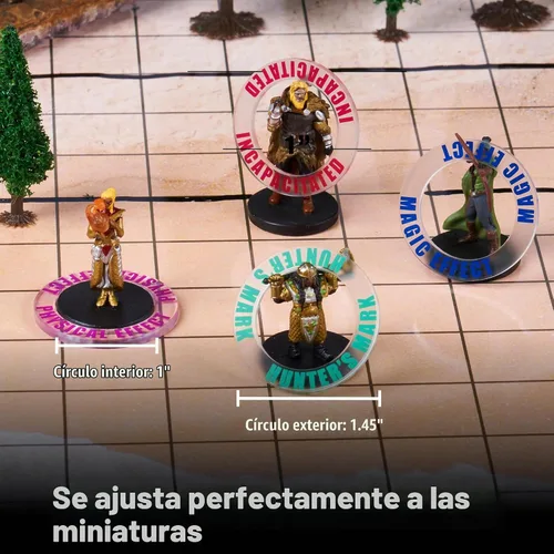 Vista 3 de 96 marcadores de efectos de estado Figuras DND acrílicas 24 anillos de condiciones Accesorios DND para RPG como Calabozos y Dragones 5ª edición