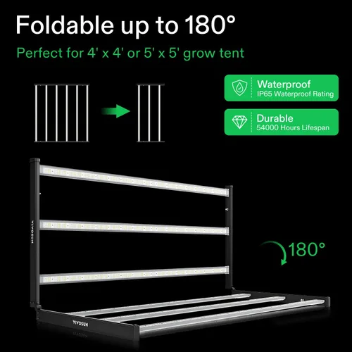 Vista 7 de VIVOSUN VSFL6450 Luz de Cultivo LED de Barra, Luz de Cultivo para Plantas de 645W con 6 Barras, Plegable y Regulable, Espectro Completo con Luz