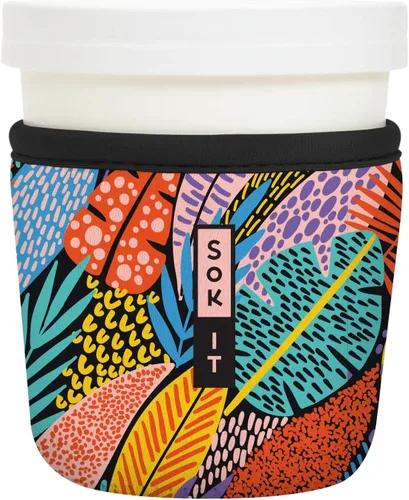 Vista 147 de Sok It IceCreamSok - Funda de neopreno aislada (flores abstractas, pintas de helado cónicas)