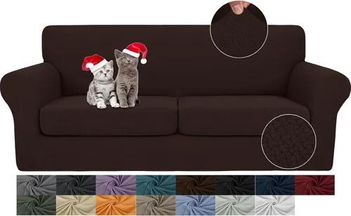 Vista 34 de JIVINER Fundas de sofá de 3 piezas para sofá de 2 cojines, funda elástica para sofá con 2 fundas de cojín de asiento extra grandes, fundas de sofá
