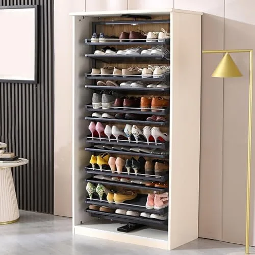 Vista 2 de 360-Degree Rotating Shoe Organizer Cabinet, Stylish Hidden Storage Solution for Entryway & Living Room, Space-Saving Design, 72x67.2cm/28.3x26.5in