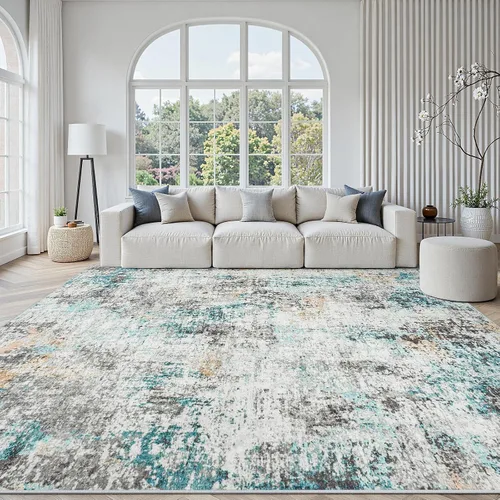Vista 19 de Alfombras 5x7 para sala de estar: gran alfombra suave lavable, moderna, abstracta, antideslizante, sin desprendimiento, para interiores, delgada