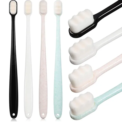 Vista 8 de Boao 4 cepillos de dientes extrasuaves para personas sensibles con 20000 micro cerdas nano para adultos embarazadas recesión ancianos, protege