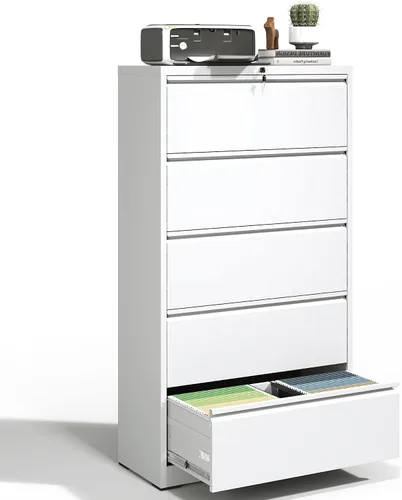 Vista 13 de Archivador lateral de 2 cajones para oficina en casa, archivador de metal con cerradura, cajones de almacenamiento de archivos para carpetas