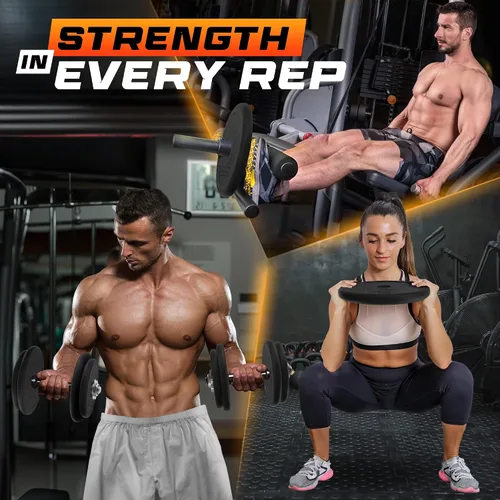 Vista 4 de Yes4All Standard Weight Plates, 1-Inch Cast Iron Barbell Weights, Wide Range 5–50 LB, Ideal for Strength Training & Workout Routine, Available in